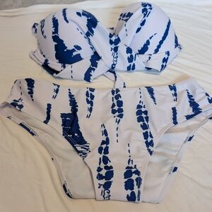 SHEIN Navy and White Bikini Set